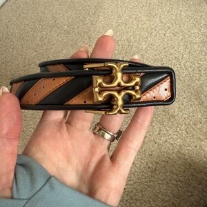 Tory Burch Black and Tan Leather Belt
